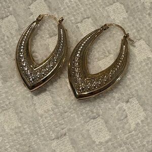 Elegant 14k Gold and Silver Hoop Earrings